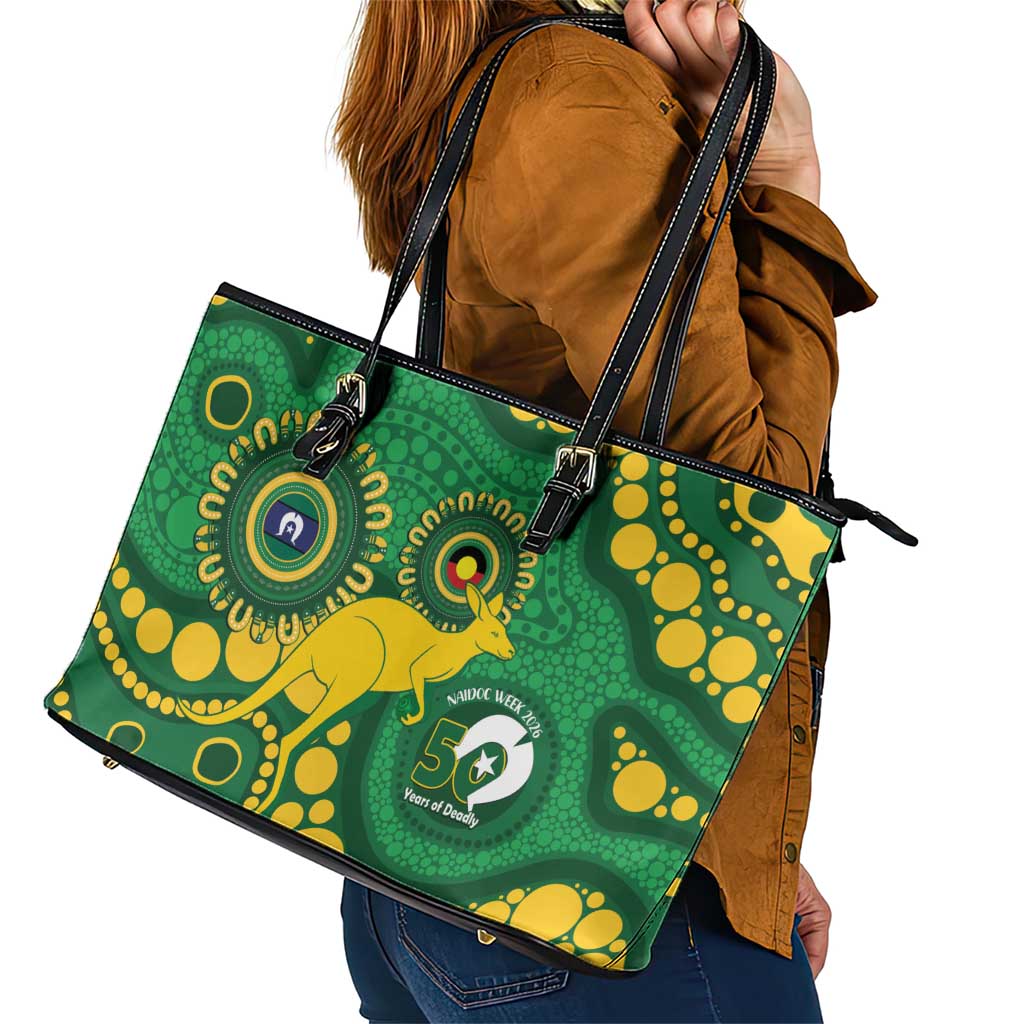 Bowls Australia NAIDOC Week 2026 Leather Tote Bag 50 Years Deadly Kangaroo Indigenous Art