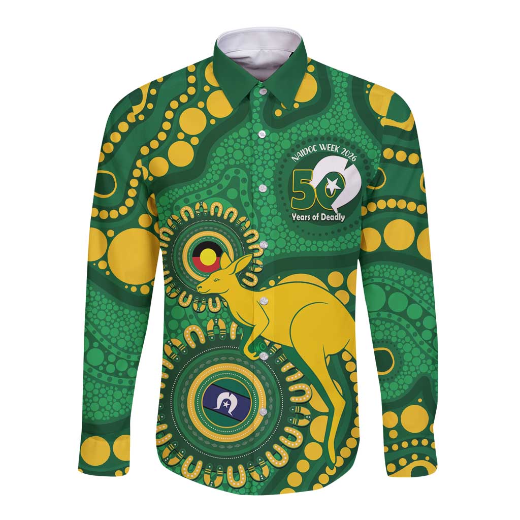Bowls Australia NAIDOC Week 2026 Personalised Long Sleeve Button Shirt 50 Years Deadly Kangaroo Indigenous Art