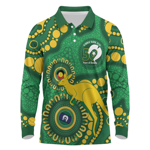 Bowls Australia NAIDOC Week 2026 Personalised Long Sleeve Polo Shirt 50 Years Deadly Kangaroo Indigenous Art