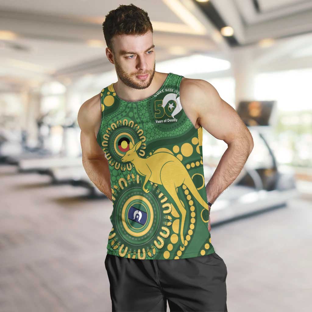 Bowls Australia NAIDOC Week 2026 Personalised Men Tank Top 50 Years Deadly Kangaroo Indigenous Art