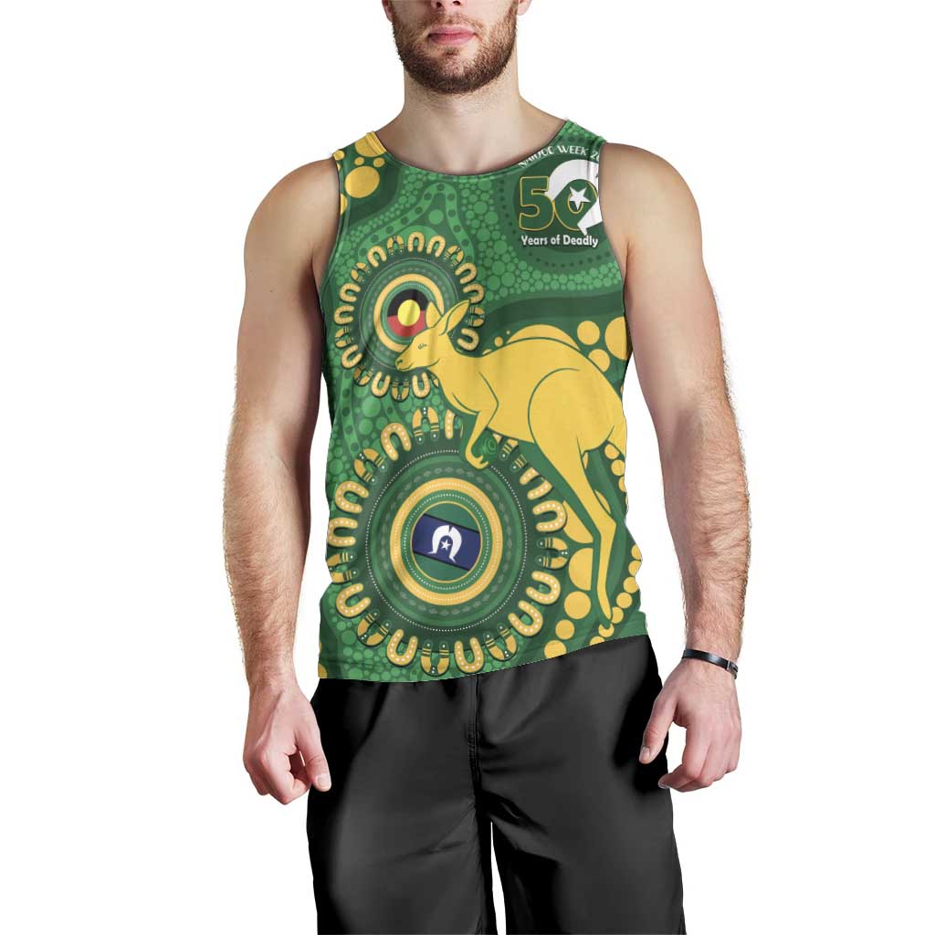 Bowls Australia NAIDOC Week 2026 Personalised Men Tank Top 50 Years Deadly Kangaroo Indigenous Art