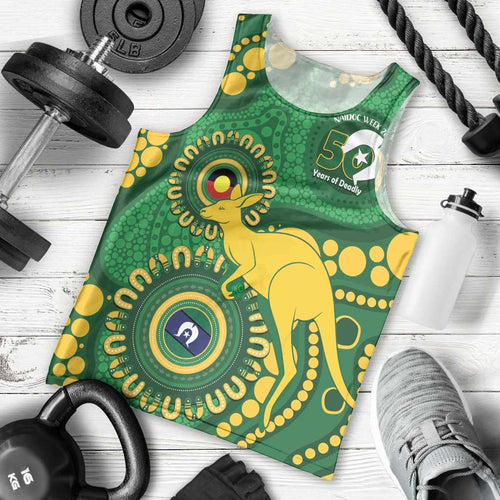 Bowls Australia NAIDOC Week 2026 Personalised Men Tank Top 50 Years Deadly Kangaroo Indigenous Art