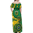 Bowls Australia NAIDOC Week 2026 Personalised Off Shoulder Maxi Dress 50 Years Deadly Kangaroo Indigenous Art