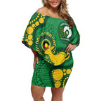 Bowls Australia NAIDOC Week 2026 Personalised Off Shoulder Short Dress 50 Years Deadly Kangaroo Indigenous Art