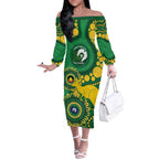 Bowls Australia NAIDOC Week 2026 Personalised Off The Shoulder Long Sleeve Dress 50 Years Deadly Kangaroo Indigenous Art