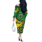 Bowls Australia NAIDOC Week 2026 Personalised Off The Shoulder Long Sleeve Dress 50 Years Deadly Kangaroo Indigenous Art