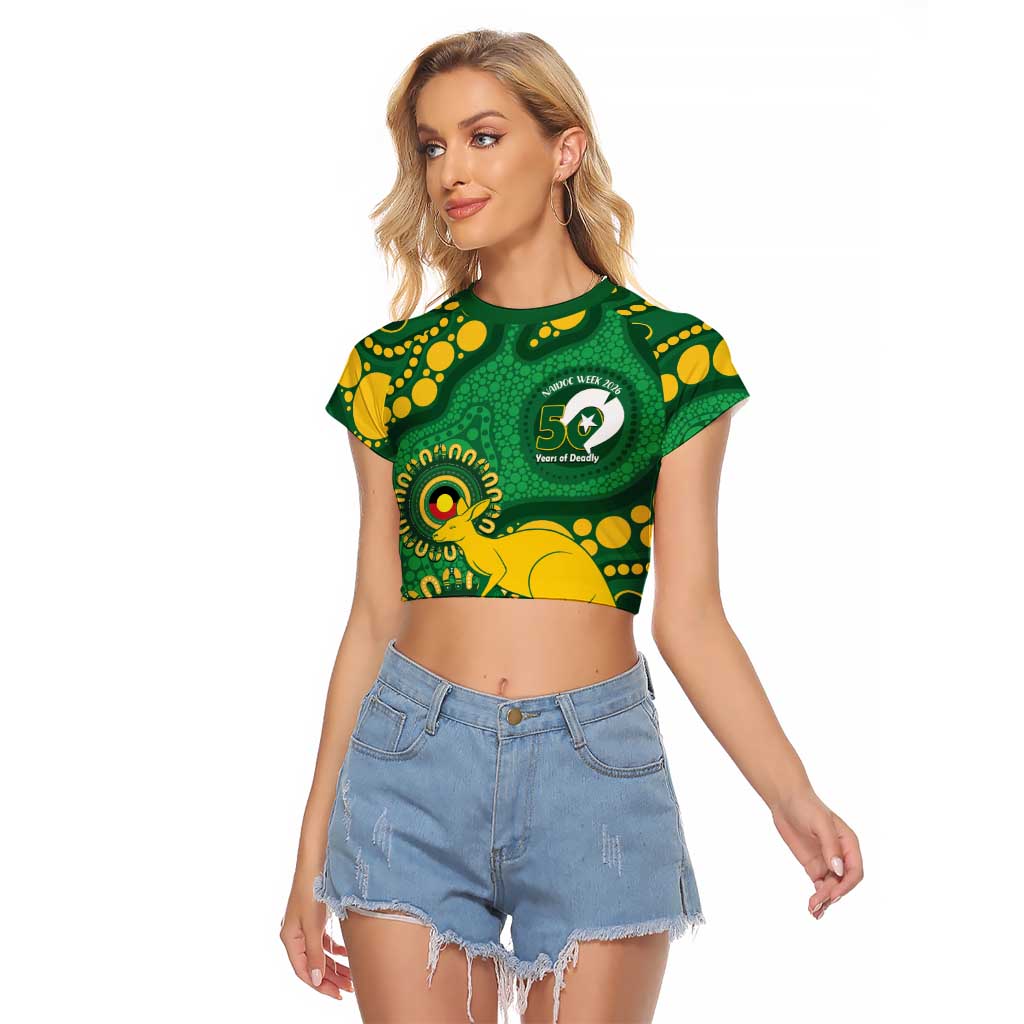 Bowls Australia NAIDOC Week 2026 Personalised Raglan Cropped T Shirt 50 Years Deadly Kangaroo Indigenous Art