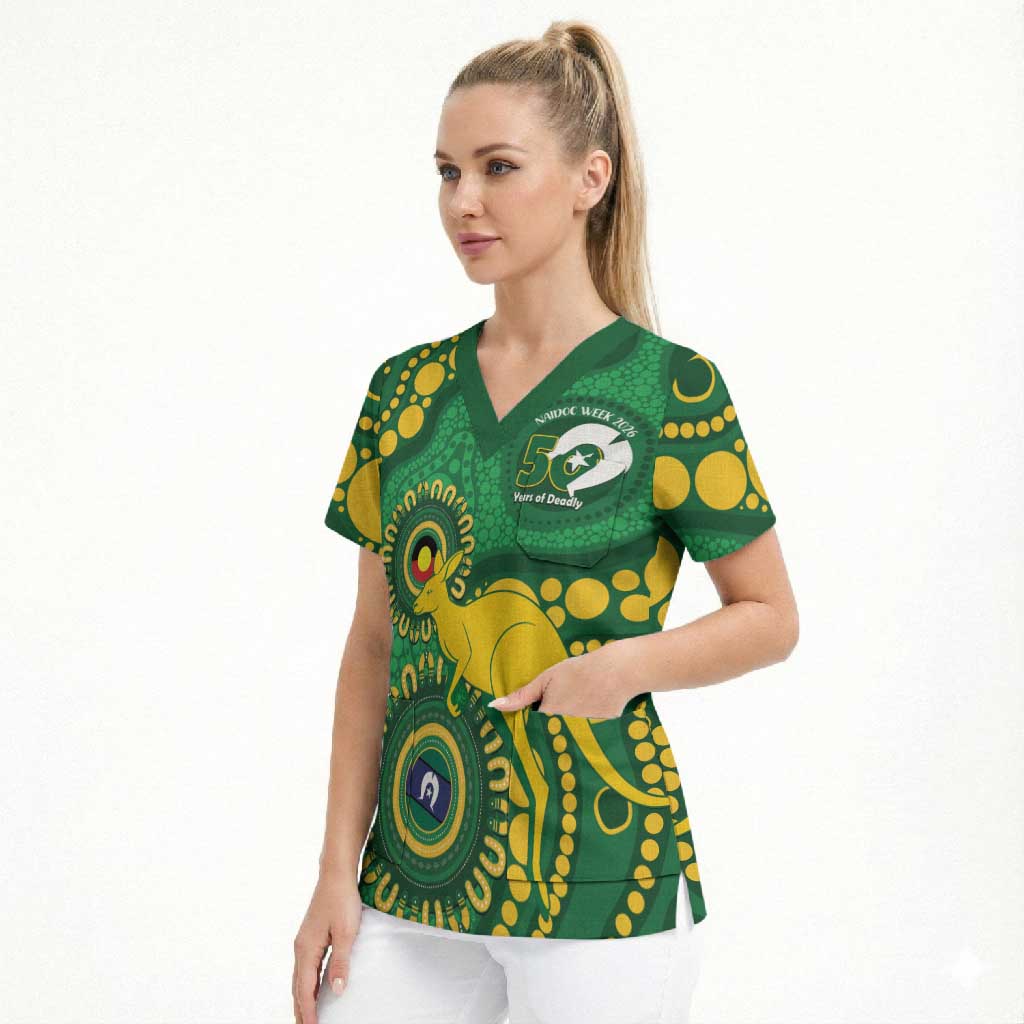 Bowls Australia NAIDOC Week 2026 Personalised Scrub Top 50 Years Deadly Kangaroo Indigenous Art