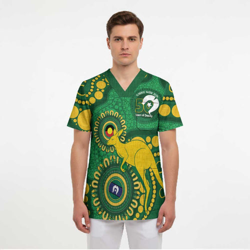Bowls Australia NAIDOC Week 2026 Personalised Scrub Top 50 Years Deadly Kangaroo Indigenous Art