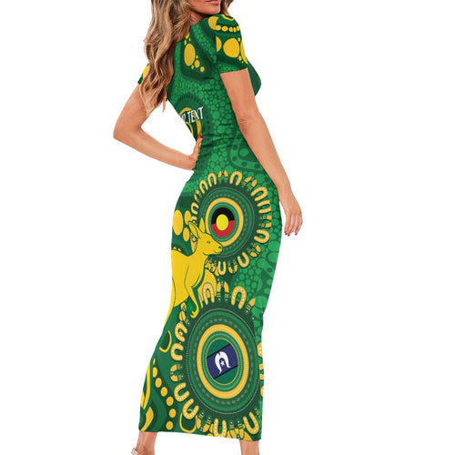 Bowls Australia NAIDOC Week 2026 Personalised Short Sleeve Bodycon Dress 50 Years Deadly Kangaroo Indigenous Art