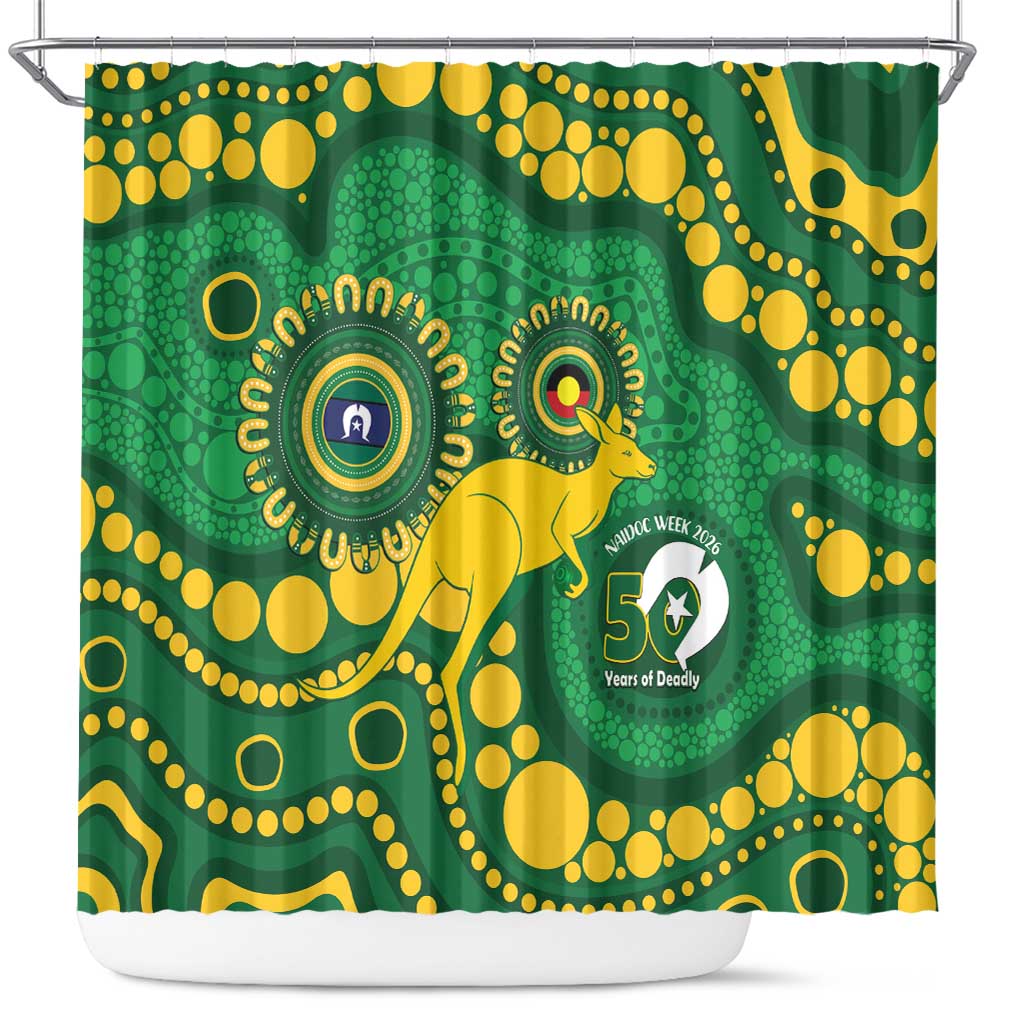 Bowls Australia NAIDOC Week 2026 Shower Curtain 50 Years Deadly Kangaroo Indigenous Art