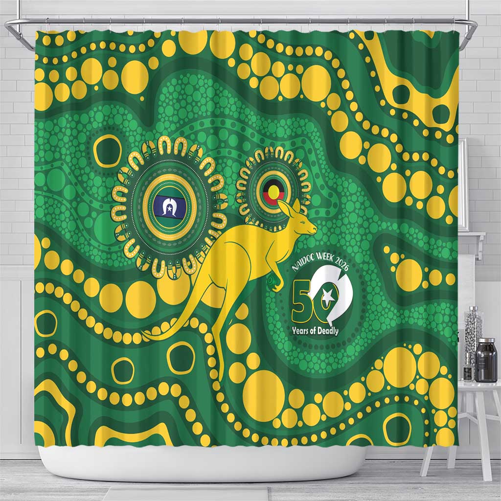 Bowls Australia NAIDOC Week 2026 Shower Curtain 50 Years Deadly Kangaroo Indigenous Art