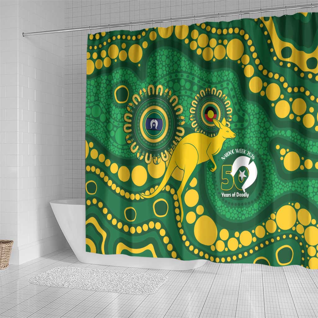 Bowls Australia NAIDOC Week 2026 Shower Curtain 50 Years Deadly Kangaroo Indigenous Art