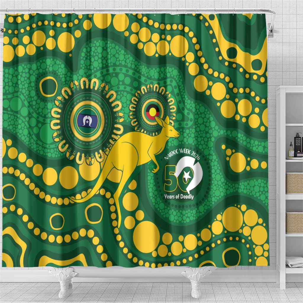 Bowls Australia NAIDOC Week 2026 Shower Curtain 50 Years Deadly Kangaroo Indigenous Art