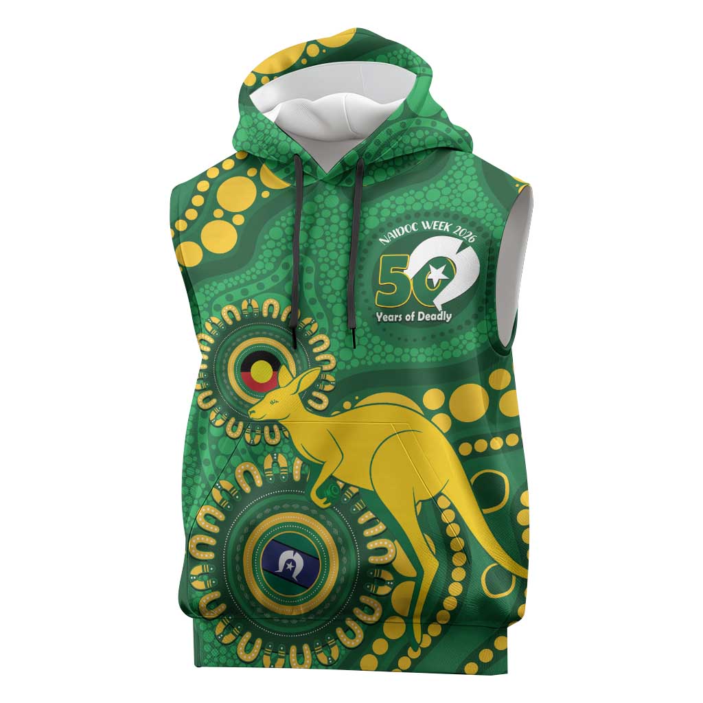 Bowls Australia NAIDOC Week 2026 Personalised Sleeveless Hoodie 50 Years Deadly Kangaroo Indigenous Art
