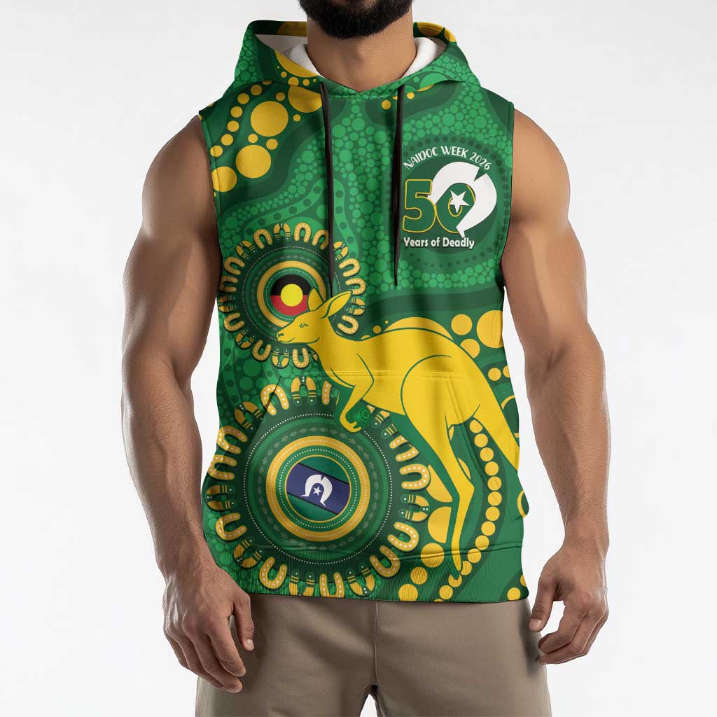 Bowls Australia NAIDOC Week 2026 Personalised Sleeveless Hoodie 50 Years Deadly Kangaroo Indigenous Art