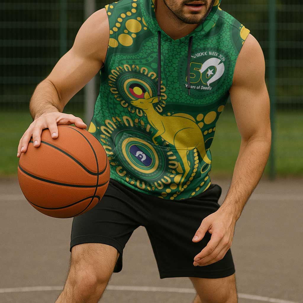 Bowls Australia NAIDOC Week 2026 Personalised Sleeveless Hoodie 50 Years Deadly Kangaroo Indigenous Art