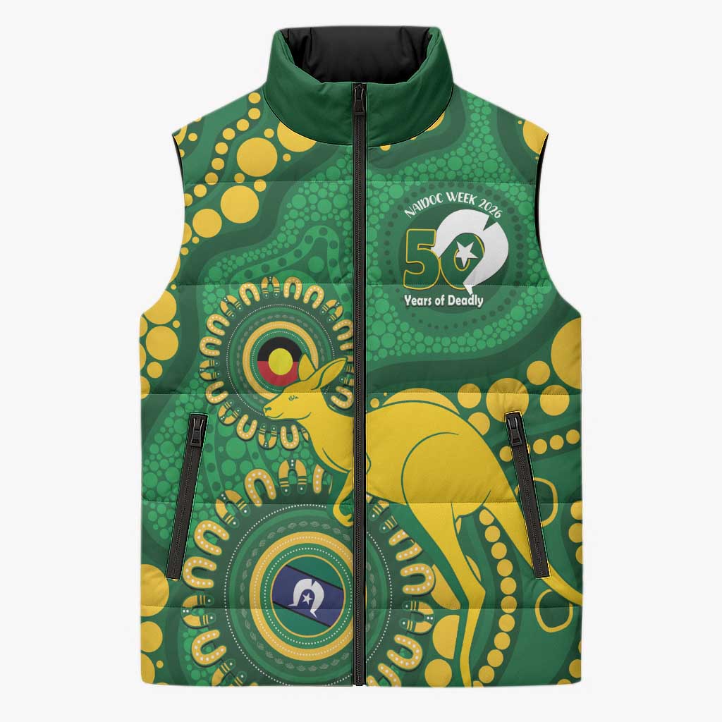 Bowls Australia NAIDOC Week 2026 Personalised Sleeveless Puffer Jacket 50 Years Deadly Kangaroo Indigenous Art