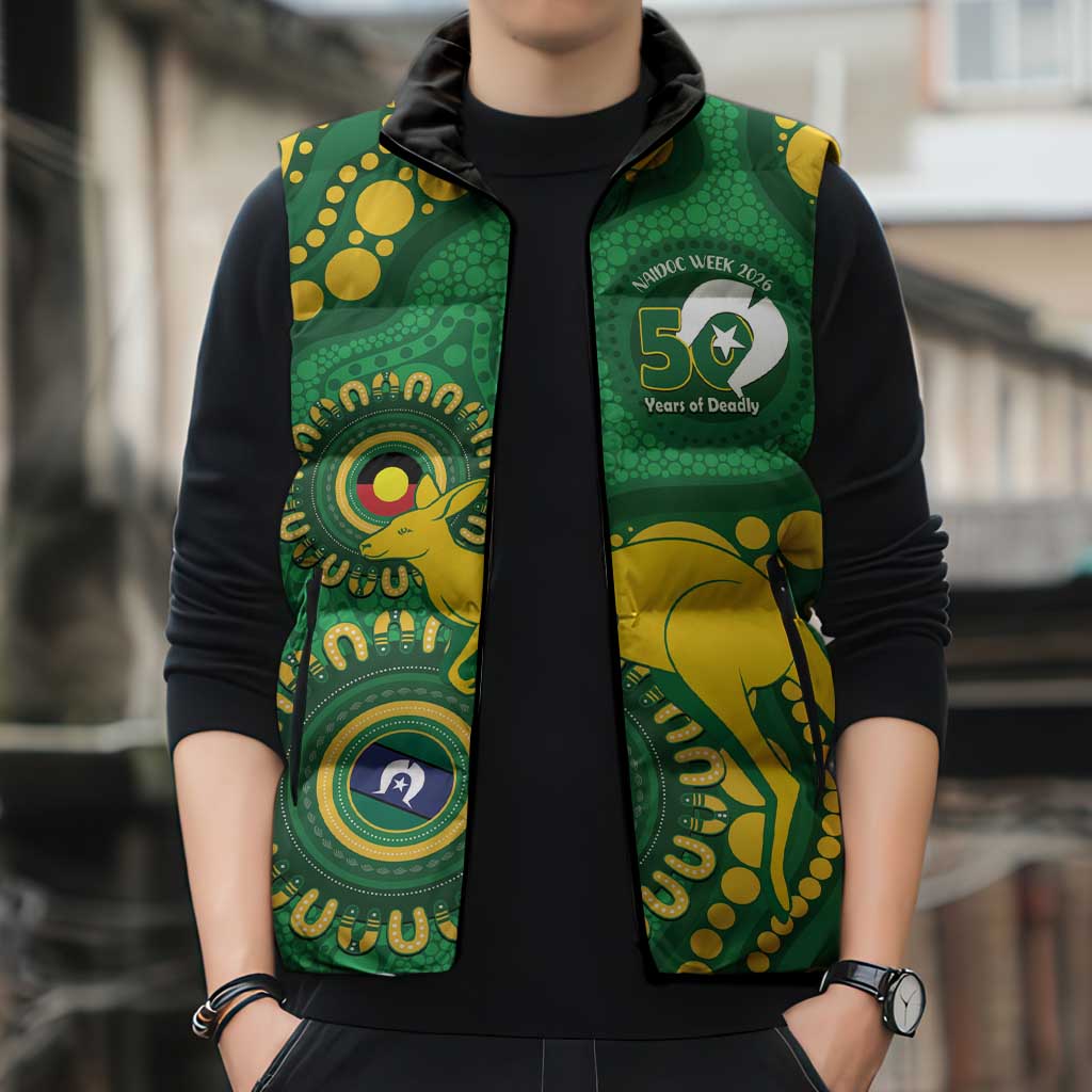 Bowls Australia NAIDOC Week 2026 Personalised Sleeveless Puffer Jacket 50 Years Deadly Kangaroo Indigenous Art
