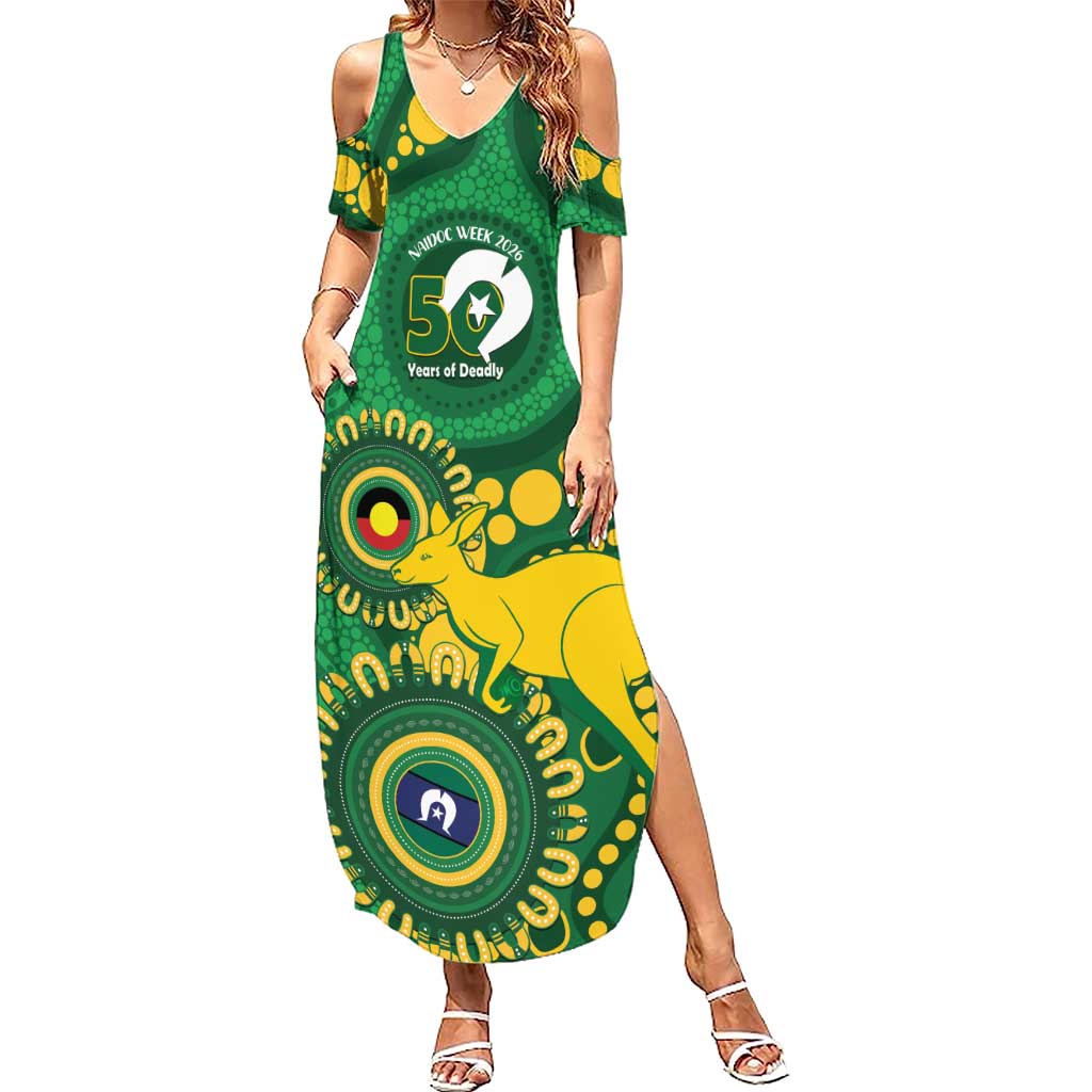 Bowls Australia NAIDOC Week 2026 Personalised Summer Maxi Dress 50 Years Deadly Kangaroo Indigenous Art