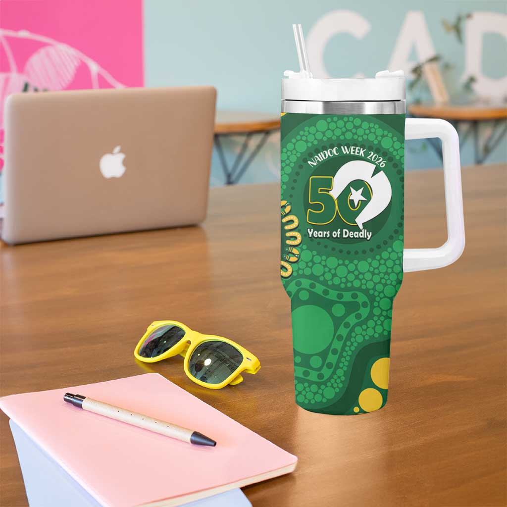 Bowls Australia NAIDOC Week 2026 Personalised Tumbler With Handle 50 Years Deadly Kangaroo Indigenous Art