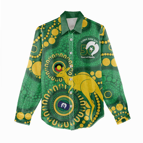 Bowls Australia NAIDOC Week 2026 Personalised Women Casual Shirt 50 Years Deadly Kangaroo Indigenous Art