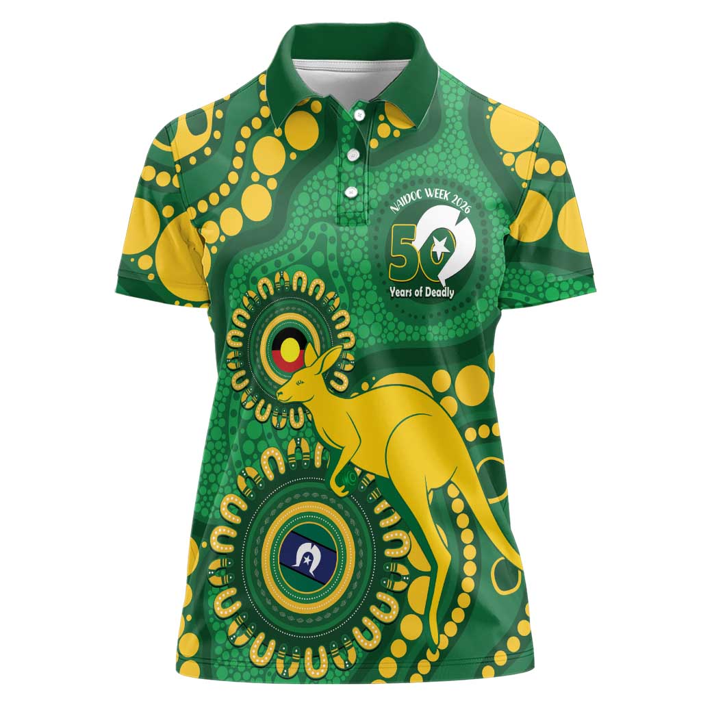 Bowls Australia NAIDOC Week 2026 Personalised Women Polo Shirt 50 Years Deadly Kangaroo Indigenous Art