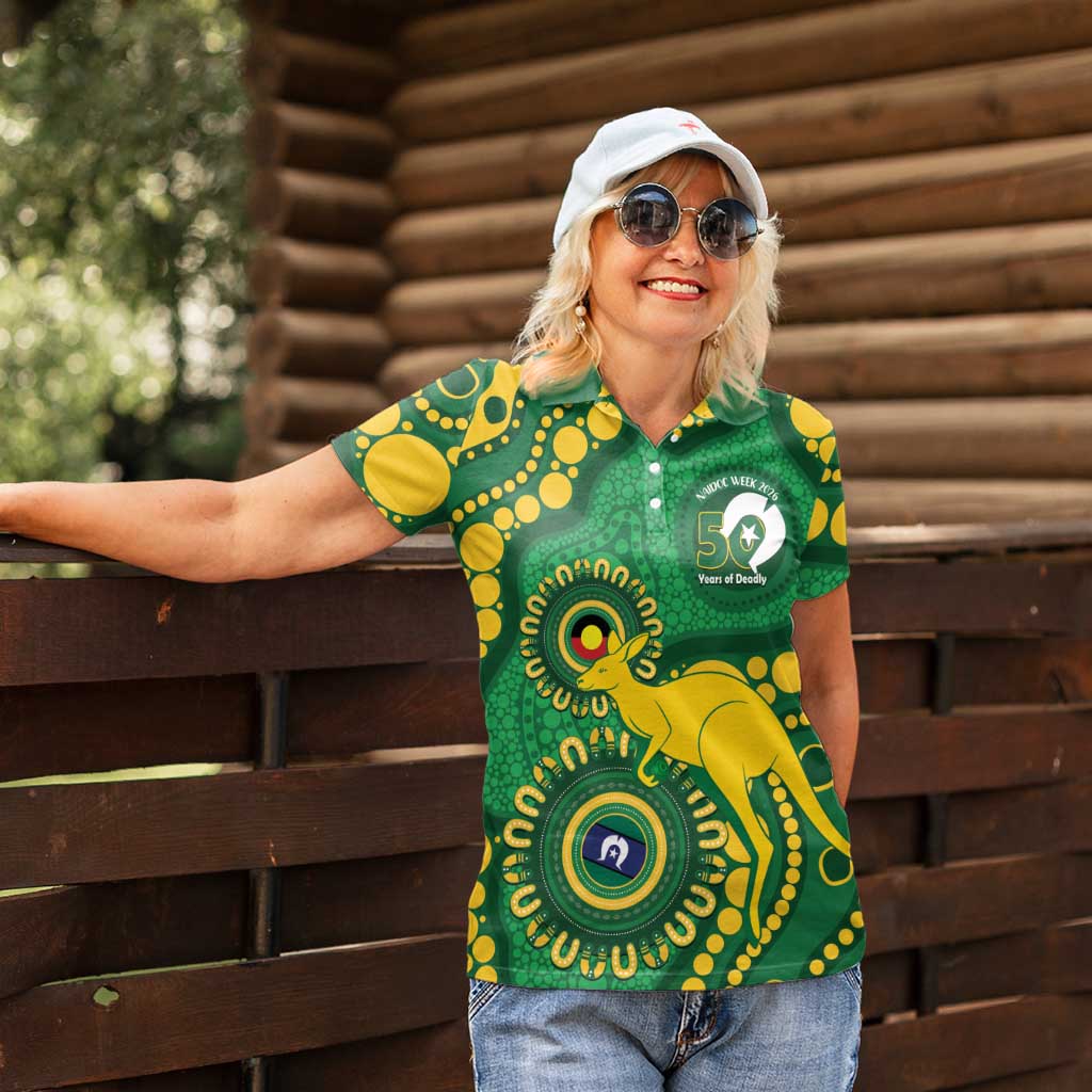 Bowls Australia NAIDOC Week 2026 Personalised Women Polo Shirt 50 Years Deadly Kangaroo Indigenous Art