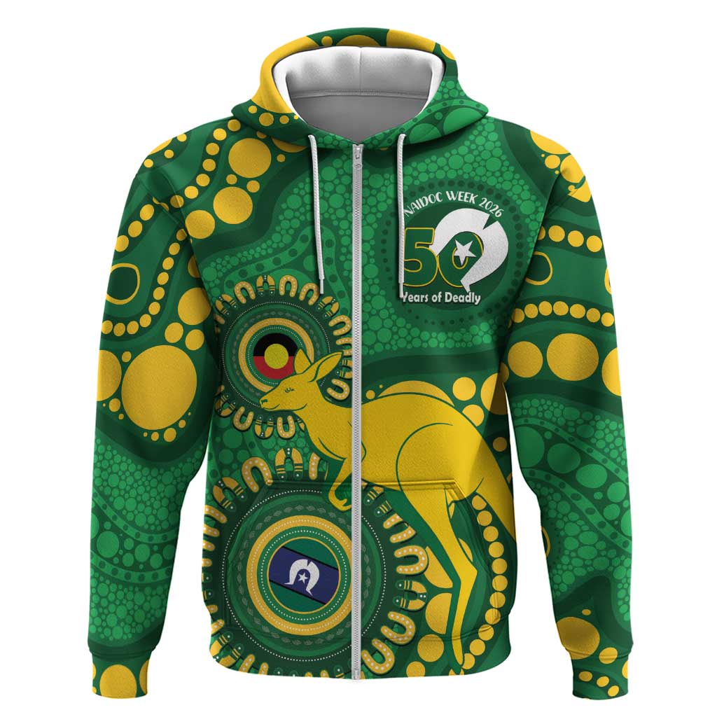 Bowls Australia NAIDOC Week 2026 Personalised Zip Hoodie 50 Years Deadly Kangaroo Indigenous Art