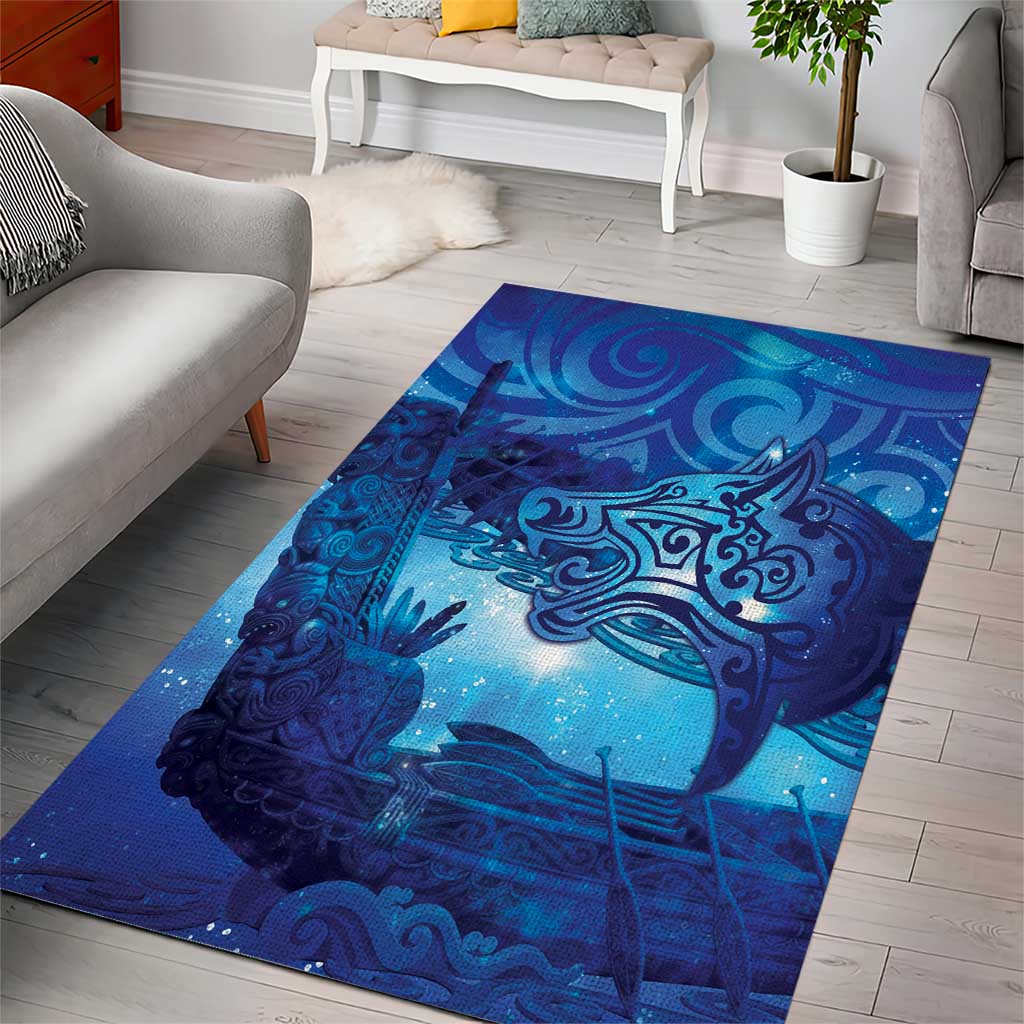 Kuri New Zealand Matariki Area Rug Aotearoa Dog Waka Maori New Year Galaxy Vibes