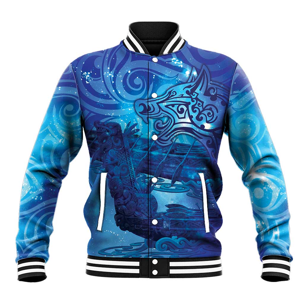 Kuri New Zealand Matariki Baseball Jacket Aotearoa Dog Waka Maori New Year Galaxy Vibes