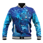 Kuri New Zealand Matariki Baseball Jacket Aotearoa Dog Waka Maori New Year Galaxy Vibes