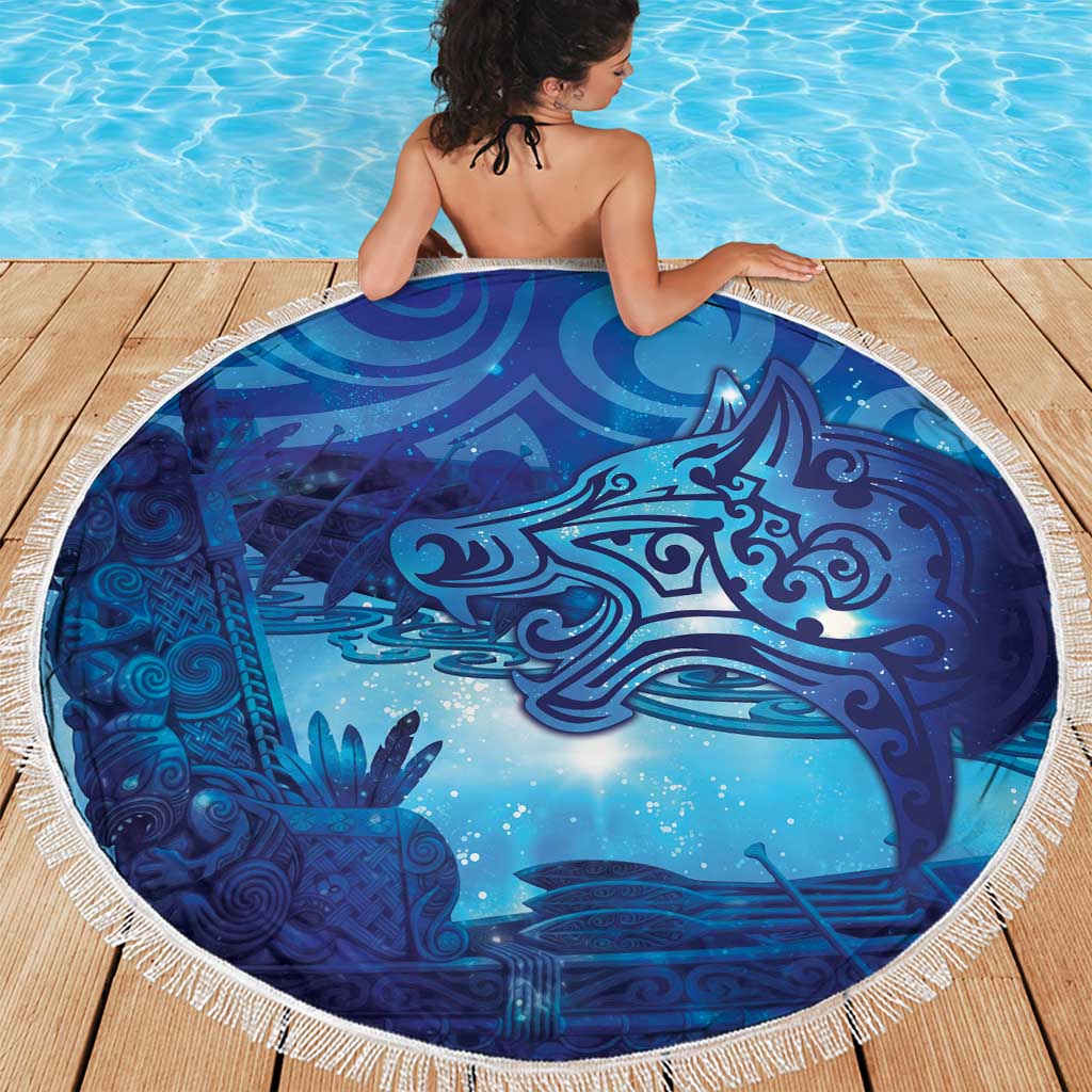 Kuri New Zealand Matariki Beach Blanket Aotearoa Dog Waka Maori New Year Galaxy Vibes