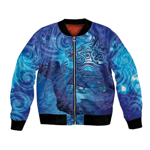 Kuri New Zealand Matariki Bomber Jacket Aotearoa Dog Waka Maori New Year Galaxy Vibes