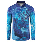 Kuri New Zealand Matariki Button Sweatshirt Aotearoa Dog Waka Maori New Year Galaxy Vibes