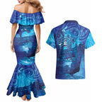 Kuri New Zealand Matariki Couples Matching Mermaid Dress and Hawaiian Shirt Aotearoa Dog Waka Maori New Year Galaxy Vibes
