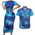 Kuri New Zealand Matariki Couples Matching Short Sleeve Bodycon Dress and Hawaiian Shirt Aotearoa Dog Waka Maori New Year Galaxy Vibes