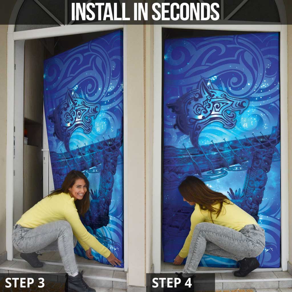 Kuri New Zealand Matariki Door Cover Aotearoa Dog Waka Maori New Year Galaxy Vibes