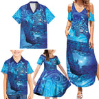 Kuri New Zealand Matariki Family Matching Summer Maxi Dress and Hawaiian Shirt Aotearoa Dog Waka Maori New Year Galaxy Vibes