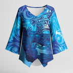 Kuri New Zealand Matariki Kimono Sleeve Blouse Aotearoa Dog Waka Maori New Year Galaxy Vibes