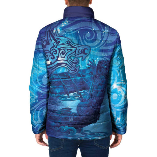 Kuri New Zealand Matariki Padded Jacket Aotearoa Dog Waka Maori New Year Galaxy Vibes