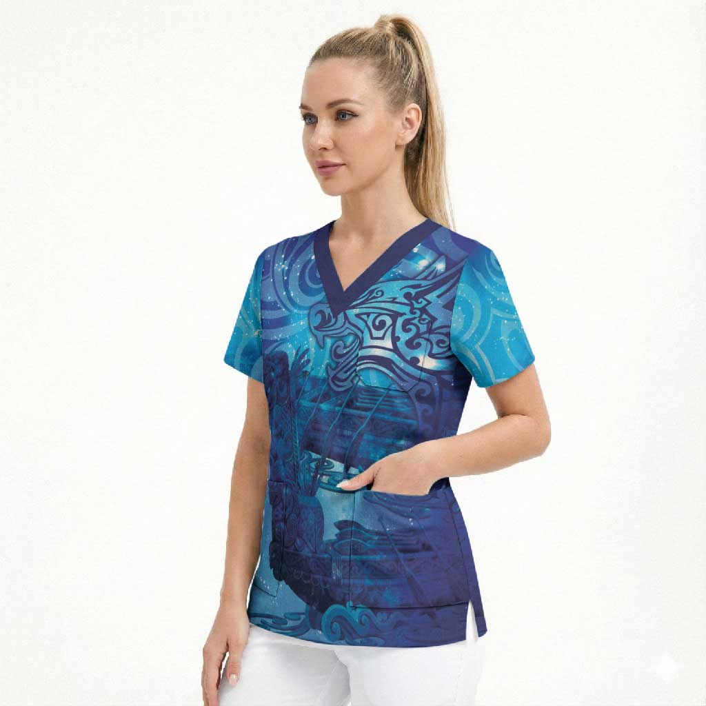 Kuri New Zealand Matariki Scrub Top Aotearoa Dog Waka Maori New Year Galaxy Vibes