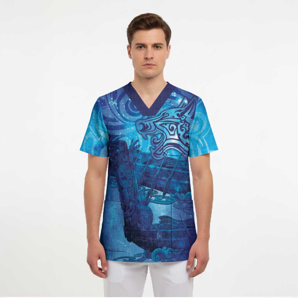 Kuri New Zealand Matariki Scrub Top Aotearoa Dog Waka Maori New Year Galaxy Vibes