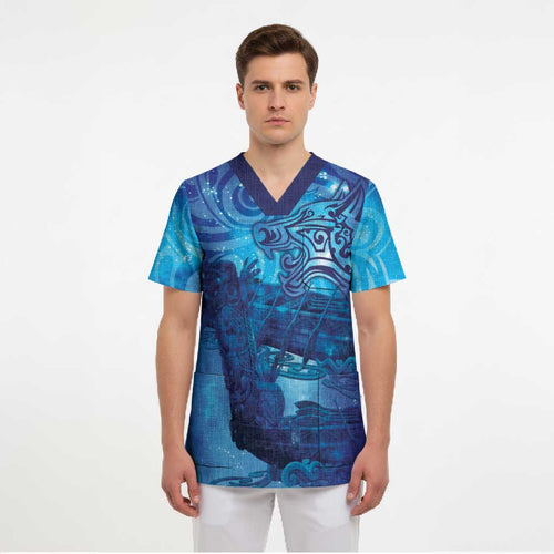 Kuri New Zealand Matariki Scrub Top Aotearoa Dog Waka Maori New Year Galaxy Vibes