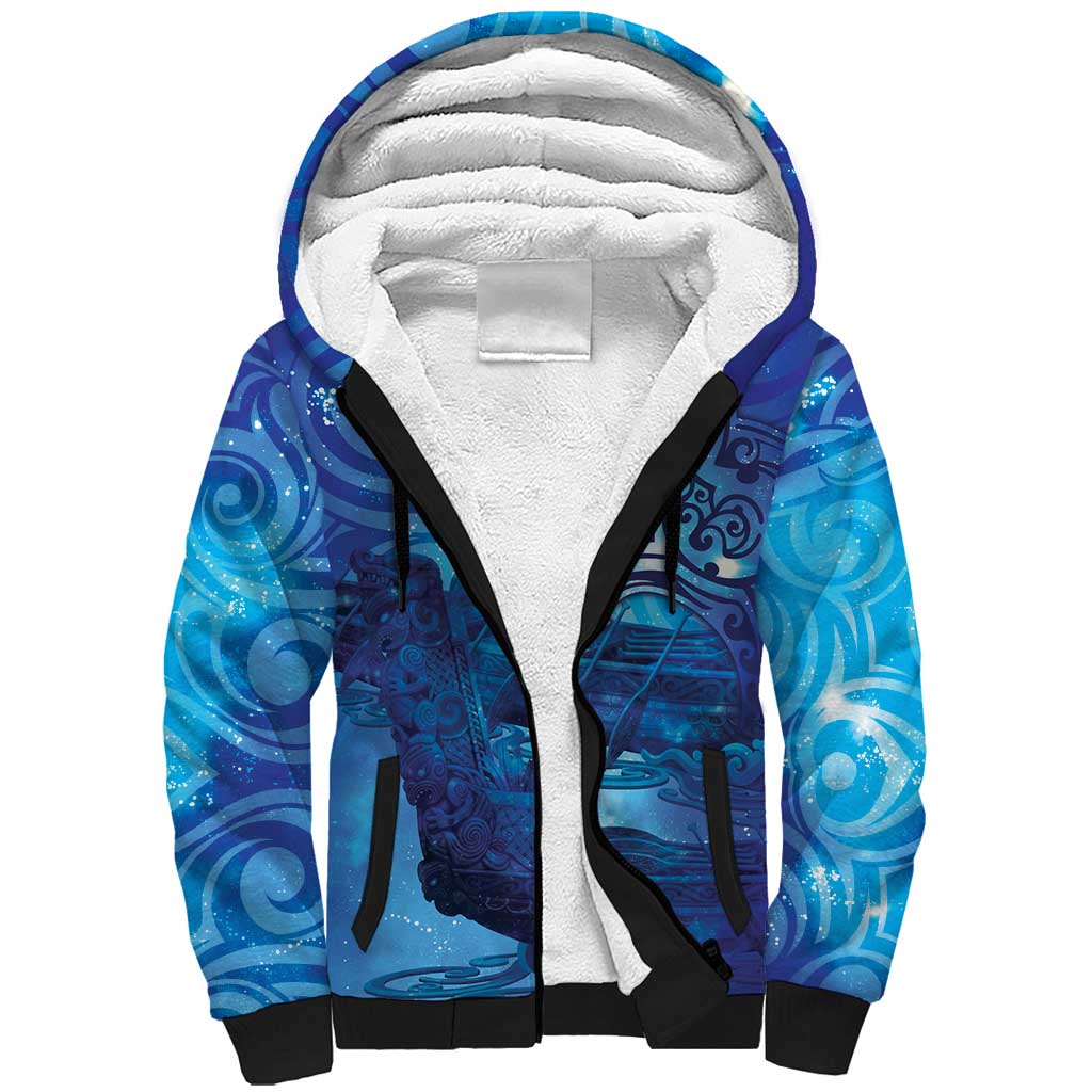 Kuri New Zealand Matariki Sherpa Hoodie Aotearoa Dog Waka Maori New Year Galaxy Vibes