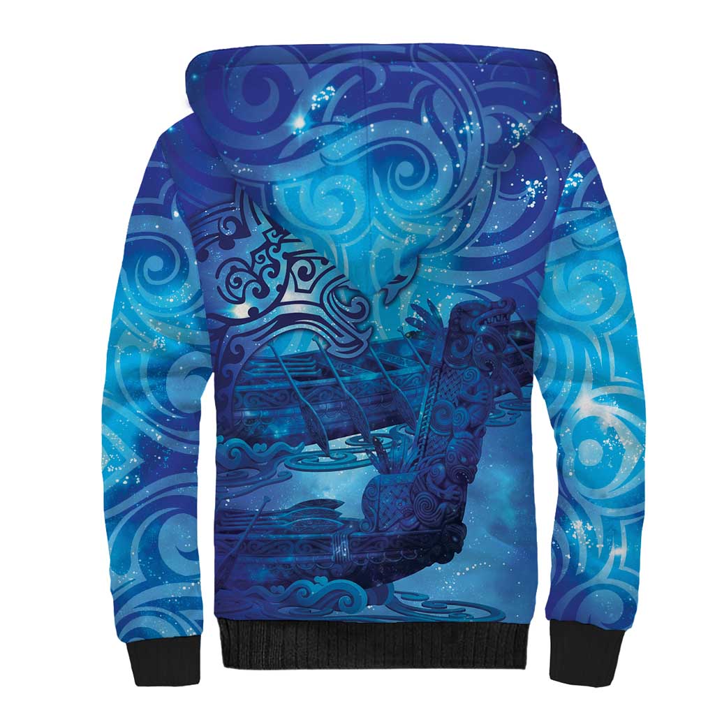 Kuri New Zealand Matariki Sherpa Hoodie Aotearoa Dog Waka Maori New Year Galaxy Vibes
