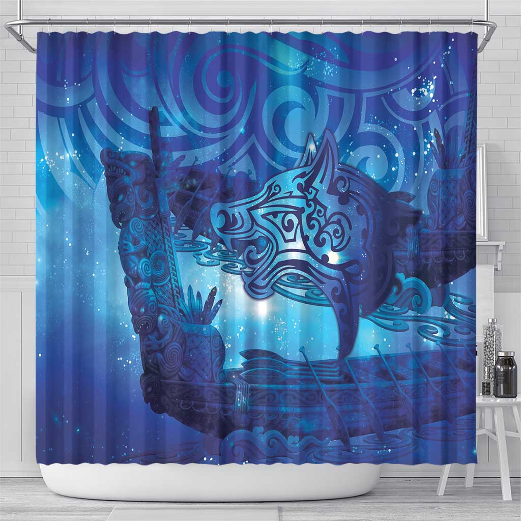 Kuri New Zealand Matariki Shower Curtain Aotearoa Dog Waka Maori New Year Galaxy Vibes