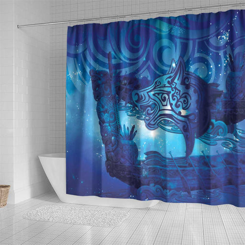 Kuri New Zealand Matariki Shower Curtain Aotearoa Dog Waka Maori New Year Galaxy Vibes