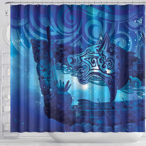 Kuri New Zealand Matariki Shower Curtain Aotearoa Dog Waka Maori New Year Galaxy Vibes