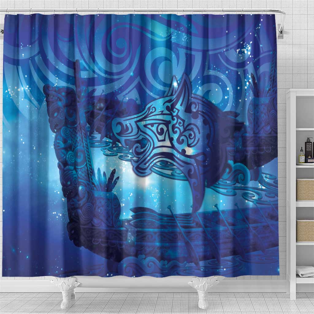Kuri New Zealand Matariki Shower Curtain Aotearoa Dog Waka Maori New Year Galaxy Vibes